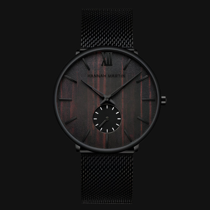 DL Men's ebony wood grain bamboo watch wooden watch