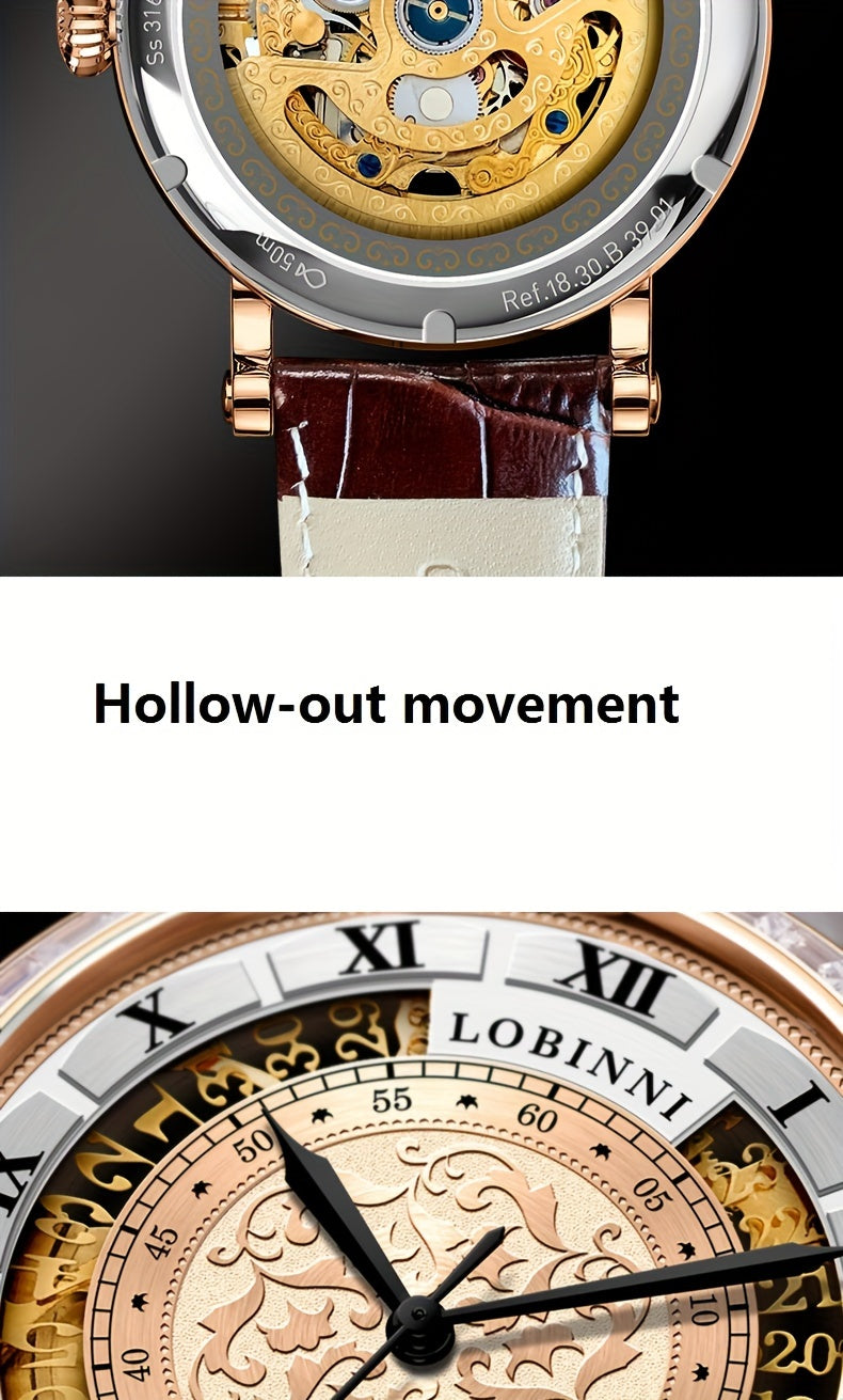 LOBINNI Brand Hollow Mechanical Watch