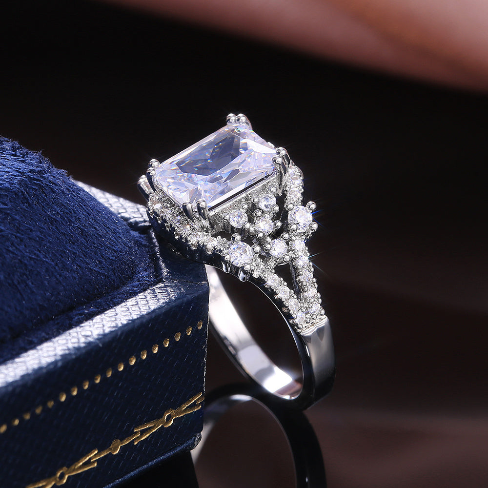 DL Square Crystal Zircon Stone Women Ring