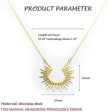 DL Gold Plated Geometric Sun-Shape Pendant Necklace