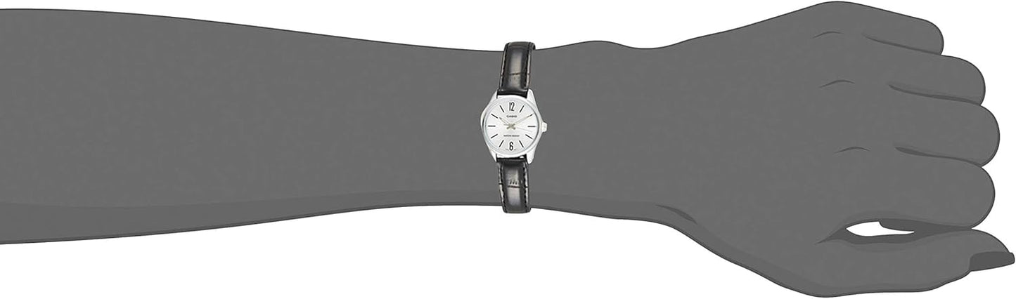 DL Casio Women'S Silver Dial Leather Band Watch Ltp V005L 7Budf, Analog