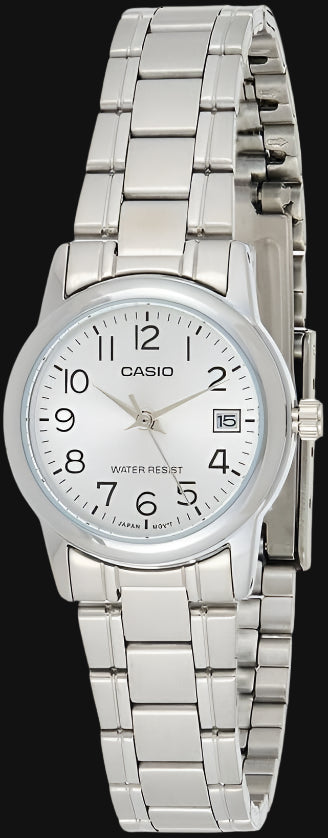 DL Casio Women's Silver Dial Stainless Steel Band Watch Analog