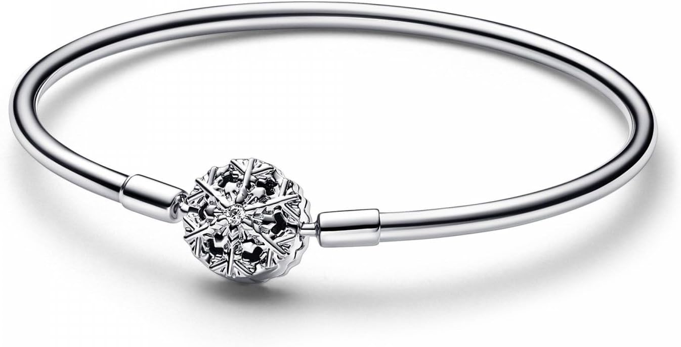 Pandora Sterling Silver Snowflake Bangle with Cubic Zirconia bracelet