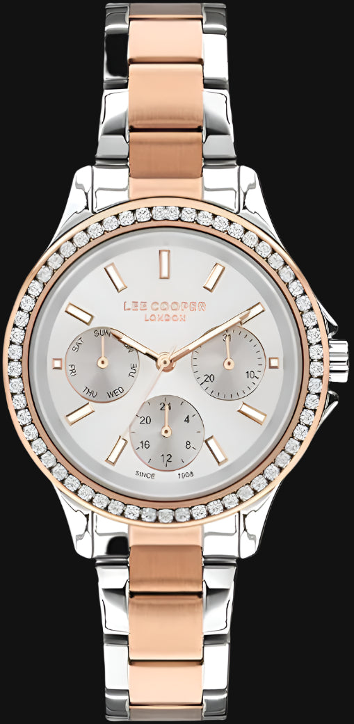 DL Lee Cooper Women's Multi Function Silver Dial Watch - LC07512.530