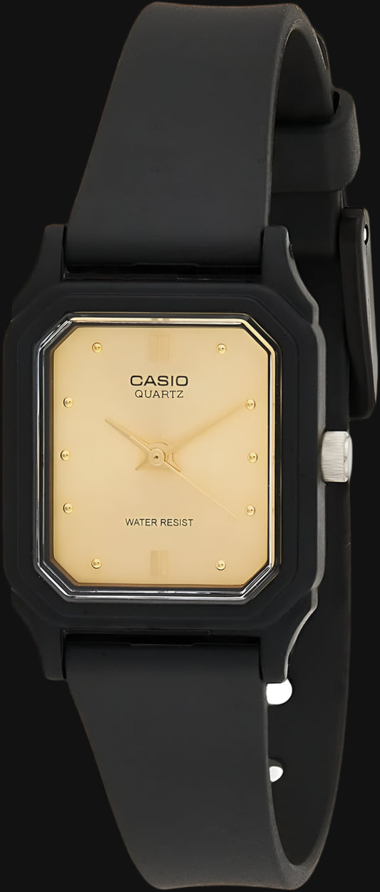 DL Casio Women's Gold Dial Resin Band Watch