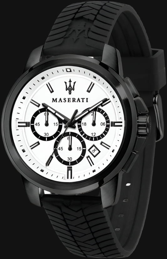 DL Maserati Successo Chronograph Black & White Watch.