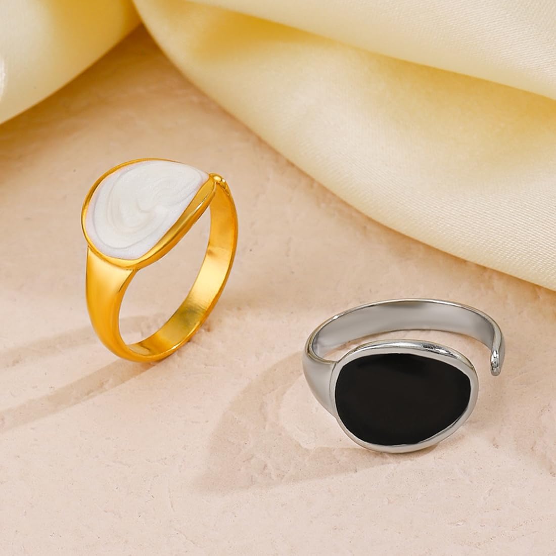 DL Irregular Geometric Enamel Band Ring