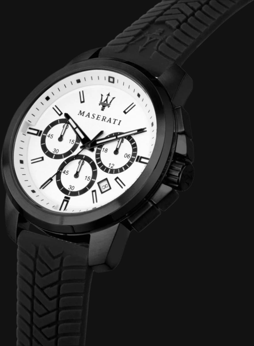 DL Maserati Successo Chronograph Black & White Watch.