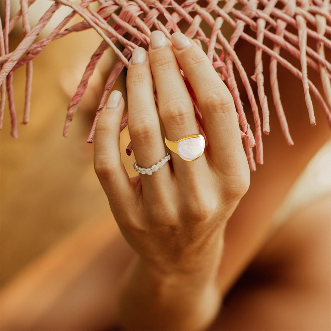 DL Irregular Geometric Enamel Band Ring