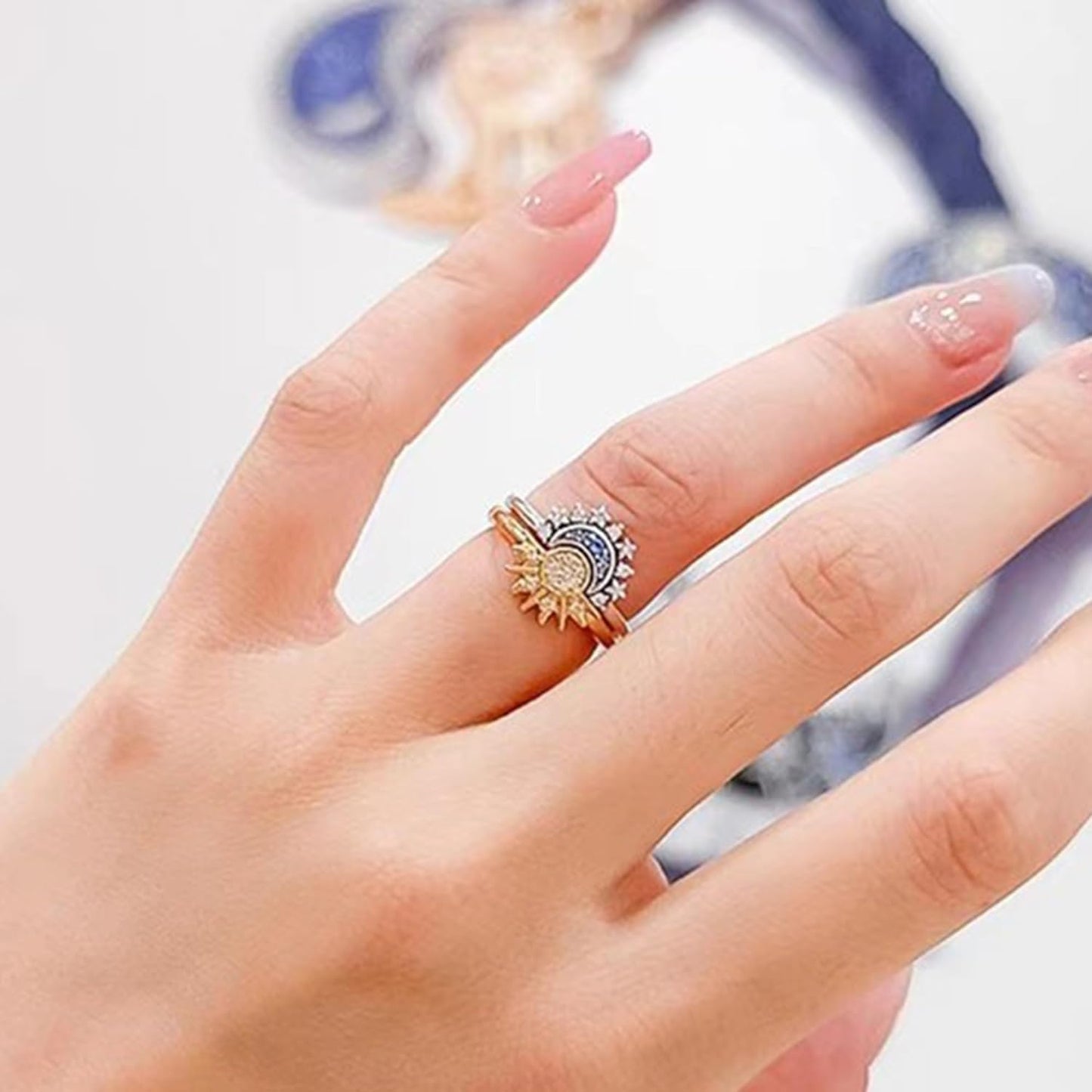 DL fashion mania Sun and Moon Ring  for Women