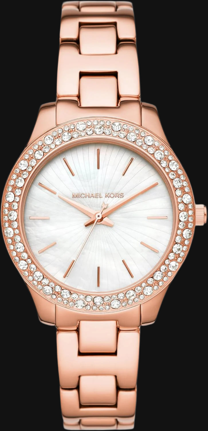 DL Michael Kors Metal Band Analog Watch for Women - Rose Gold