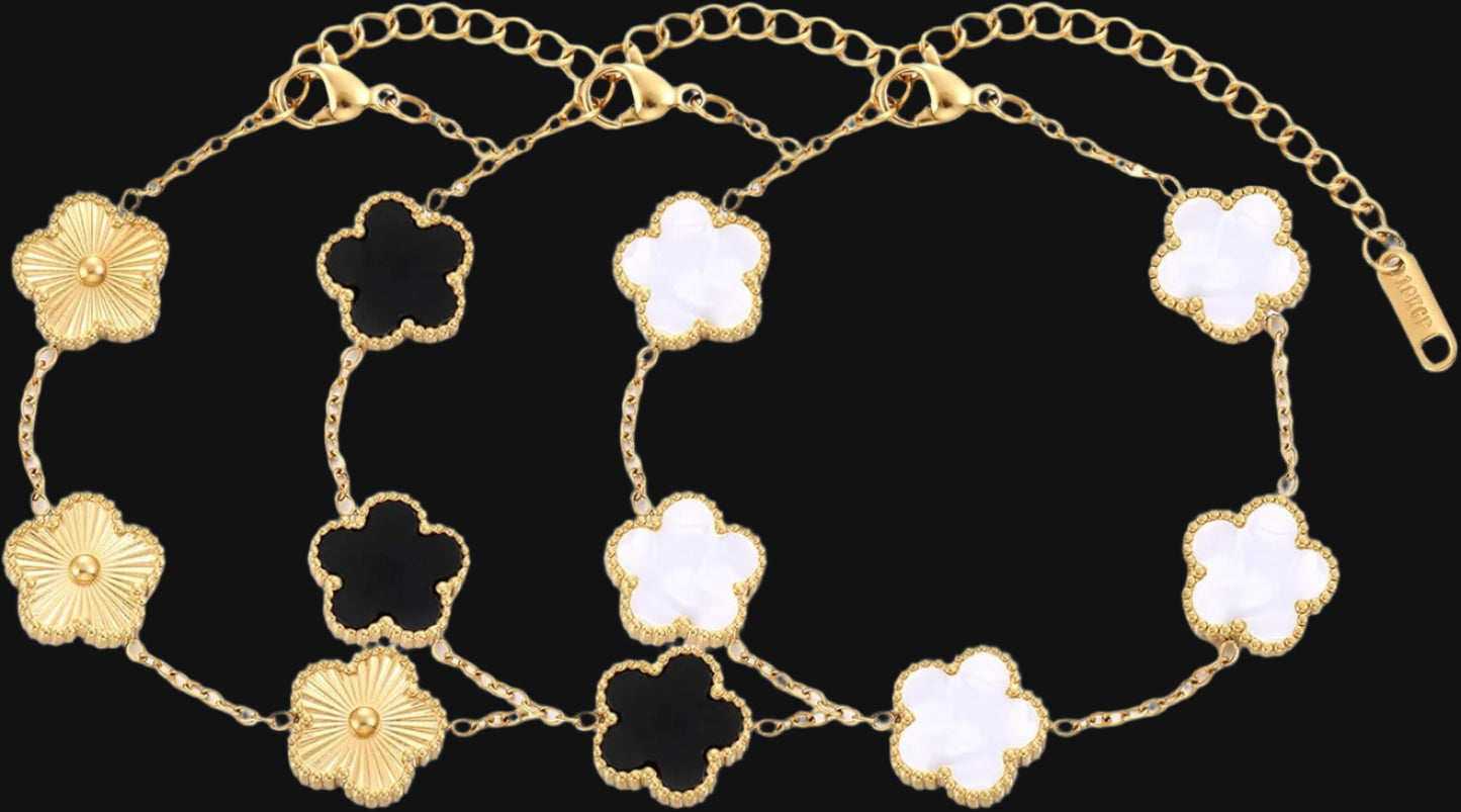 TICVSS Four Leaf Clover Bracelet for Women 18K Gold Plated