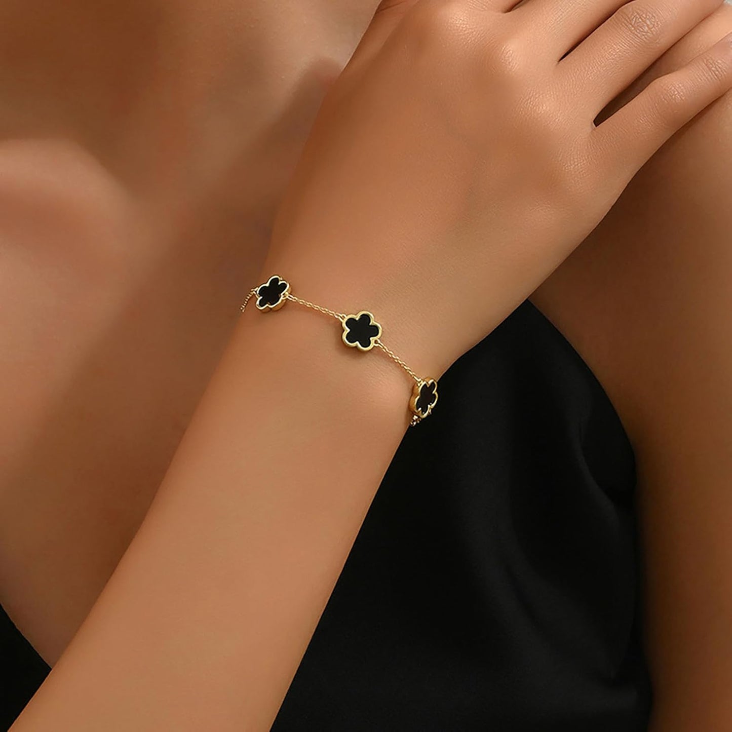 TICVSS Four Leaf Clover Bracelet for Women 18K Gold Plated