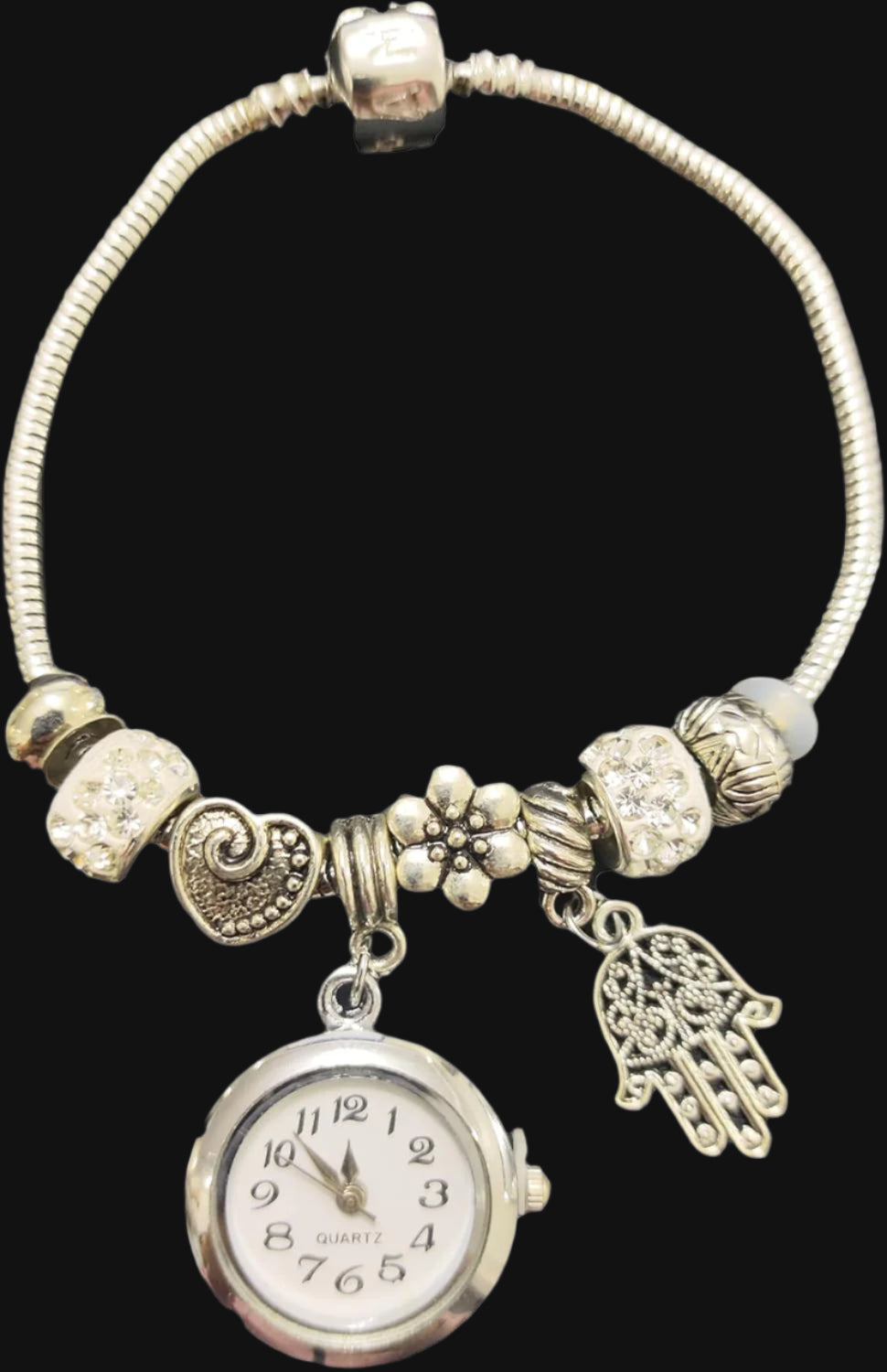 Pandora Shaped Bracelet - Silver plated with Toy and watch