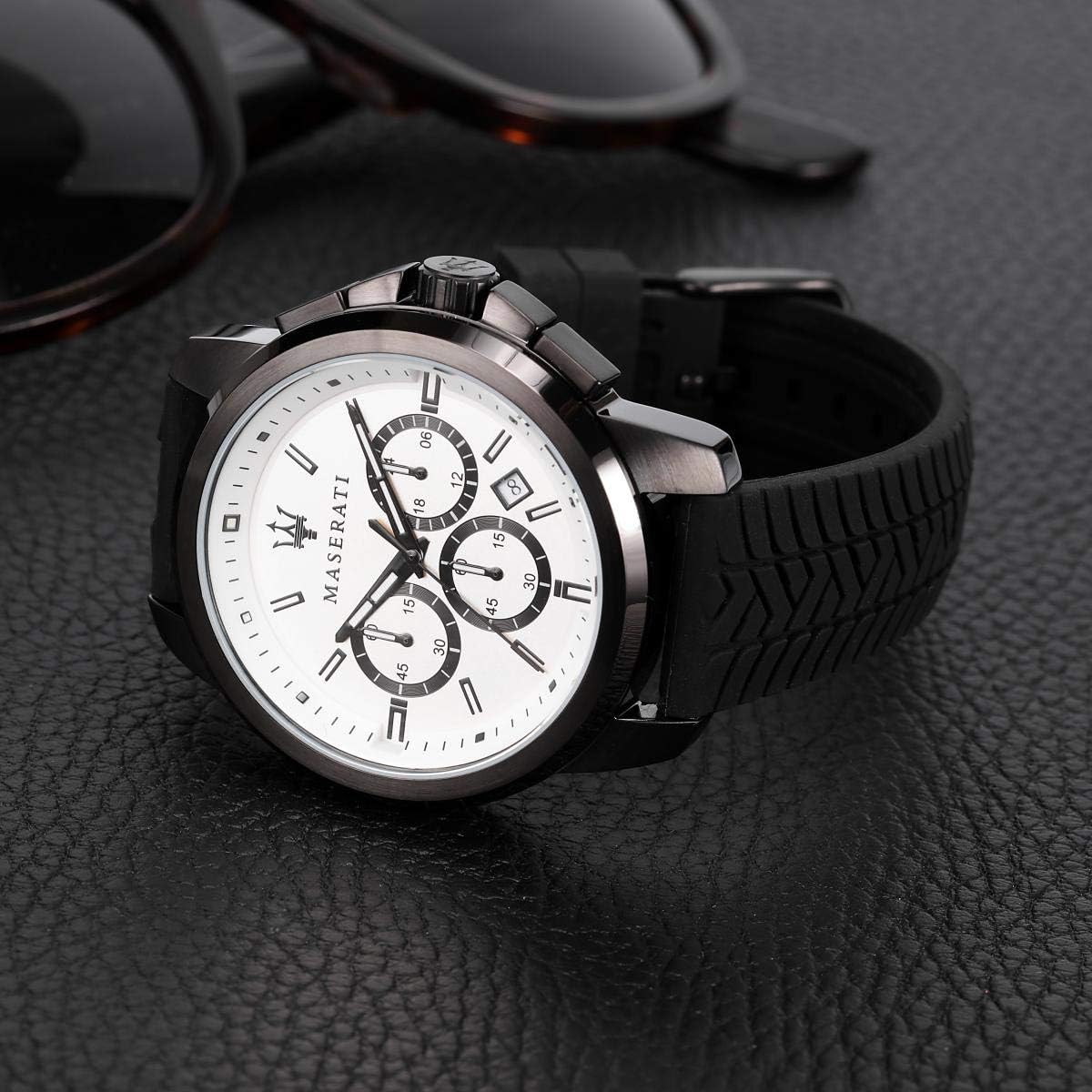 DL Maserati Successo Chronograph Black & White Watch.