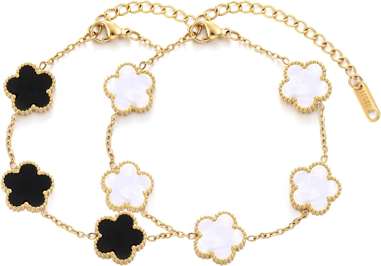 TICVSS Four Leaf Clover Bracelet for Women 18K Gold Plated