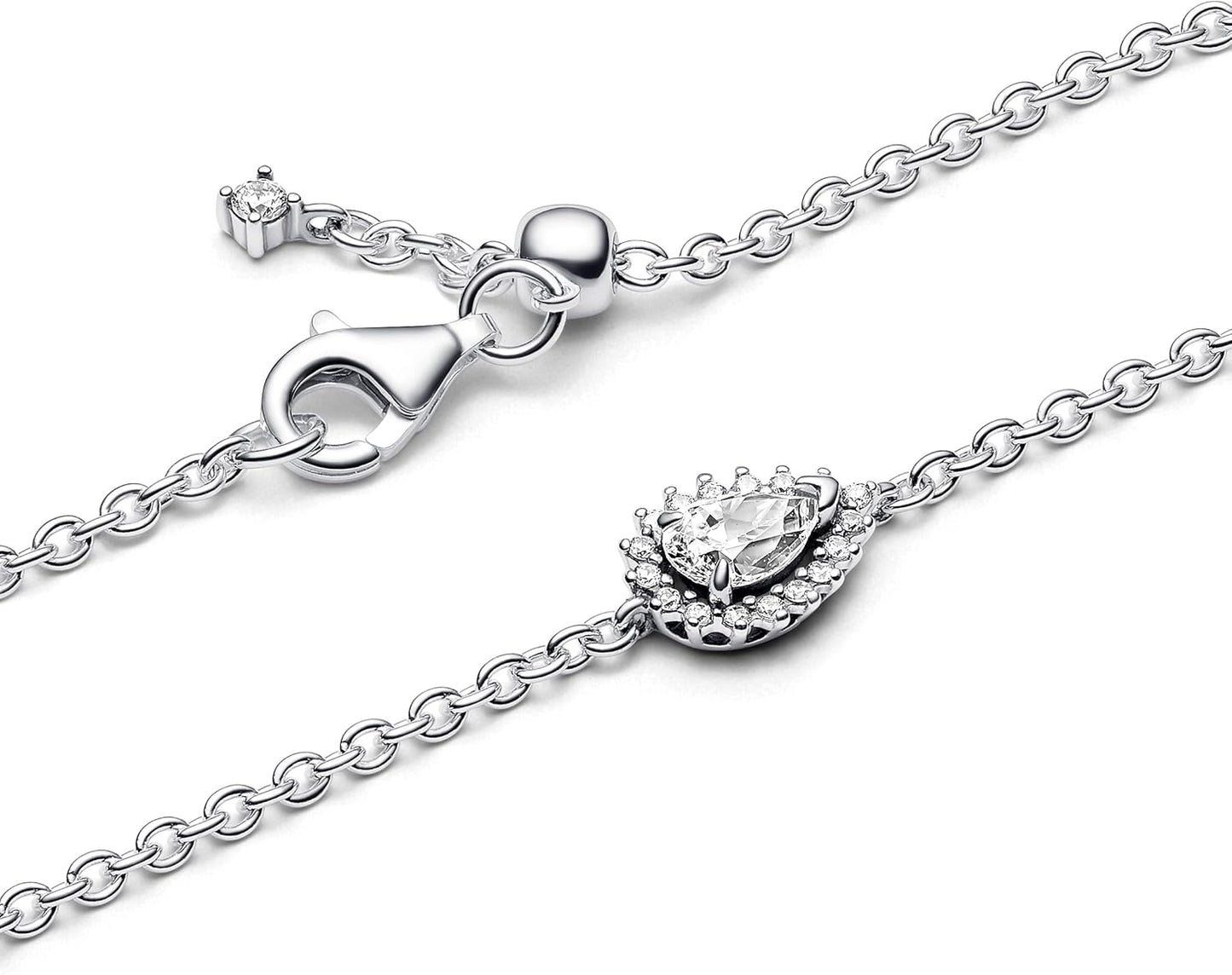 Pandora  Sparkling Pear with Halo Silver Bracelet