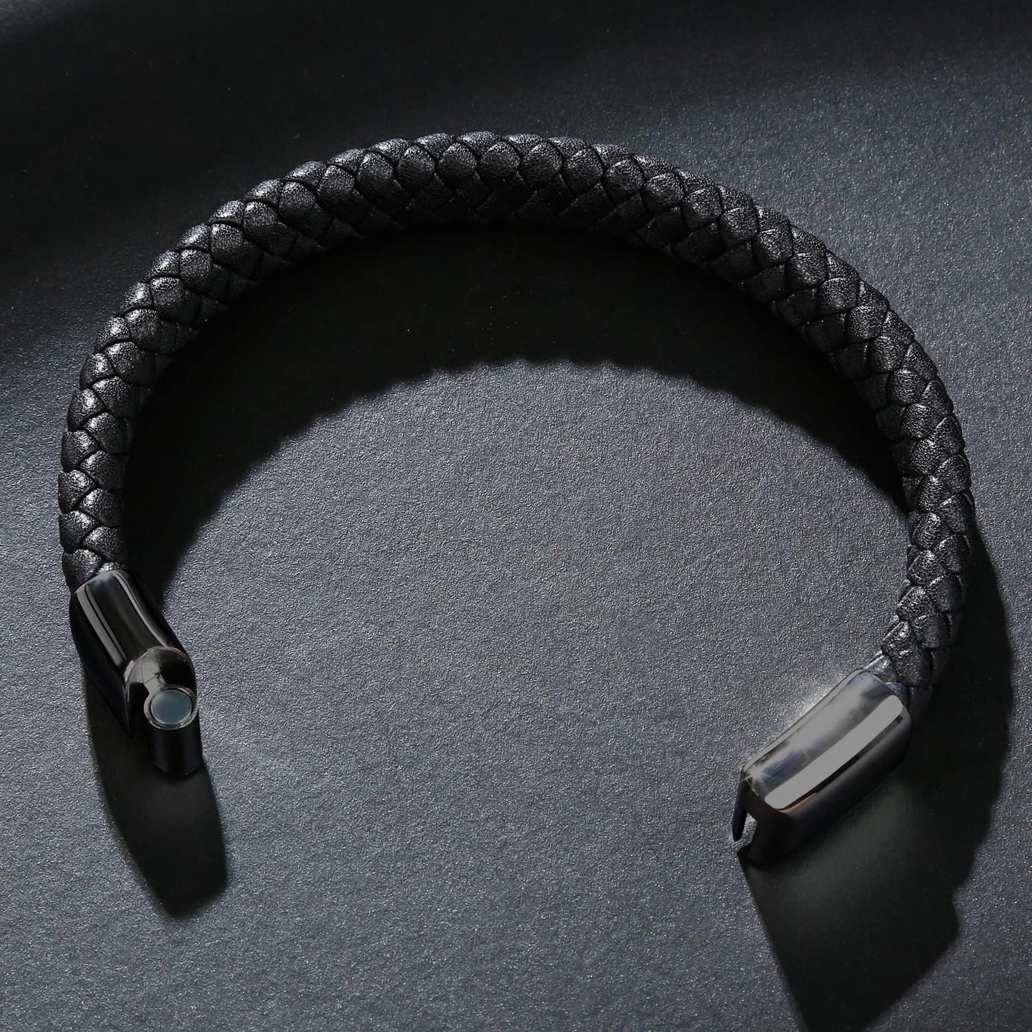 DL Men's Black Leather Bracelet