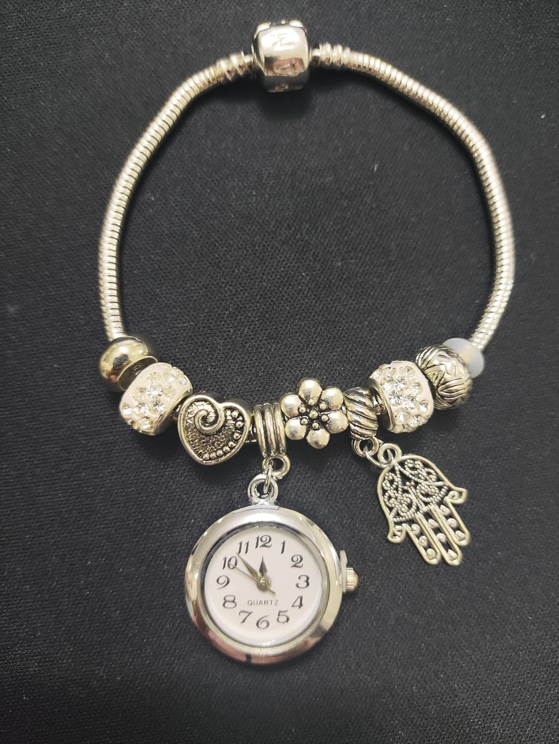 Pandora Shaped Bracelet - Silver plated with Toy and watch