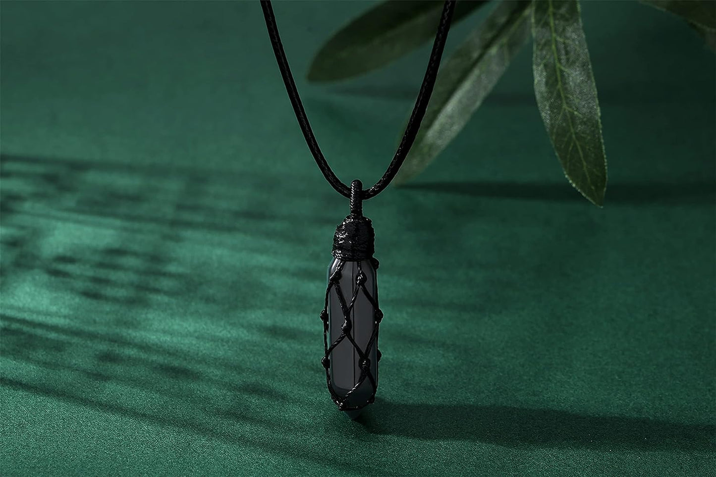 DL Black Obsidian Healing Crystal Pointed Necklace