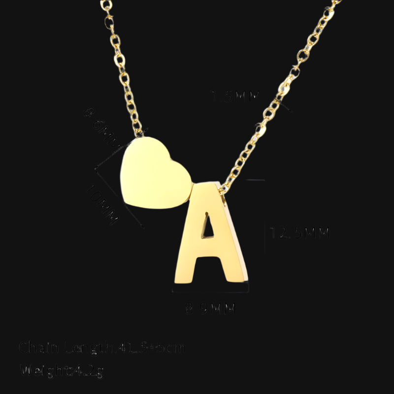 DL Tiny Heart Dainty Initial Necklace With Letter Name