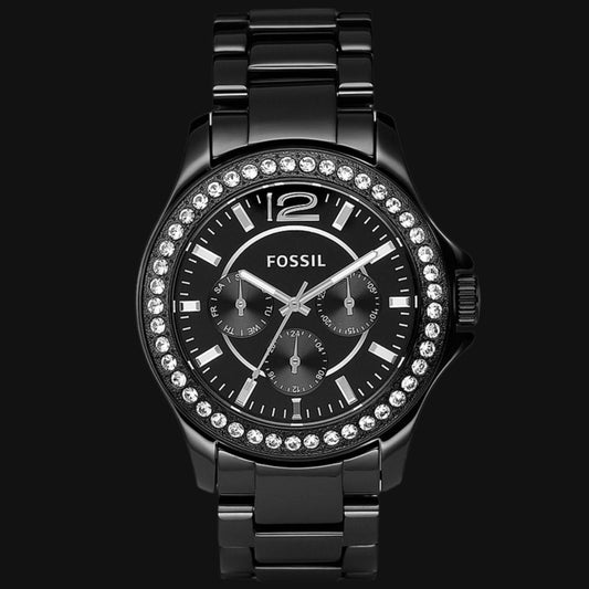 DL FOSSIL Multifunction Black Ceramic Watch