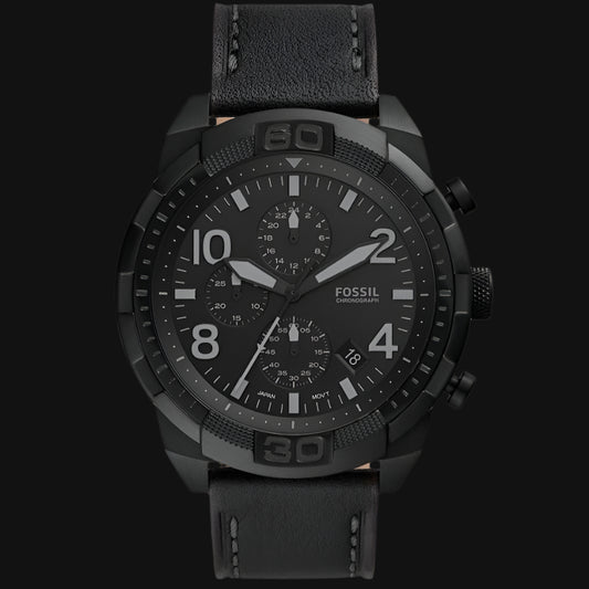 DL FOSSIL Chronograph Black Eco Leather Watch