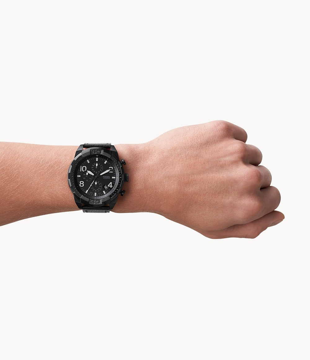 DL FOSSIL Chronograph Black Eco Leather Watch