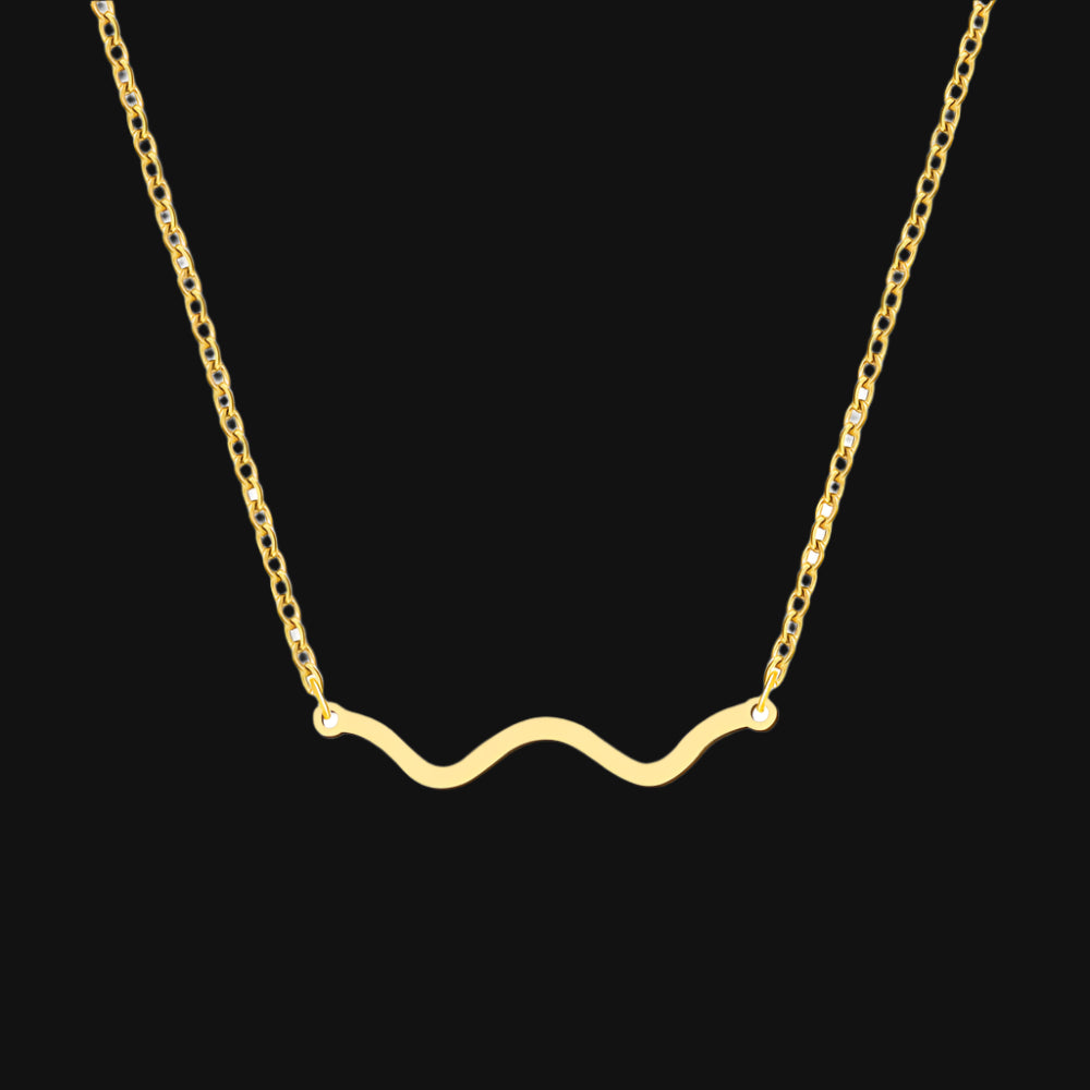 DL Minimalist Wave Pendant Chain Choker Charm Necklace