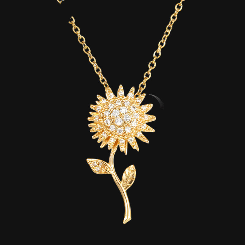 DL Zircon Sunflower Pendant Necklace for Women