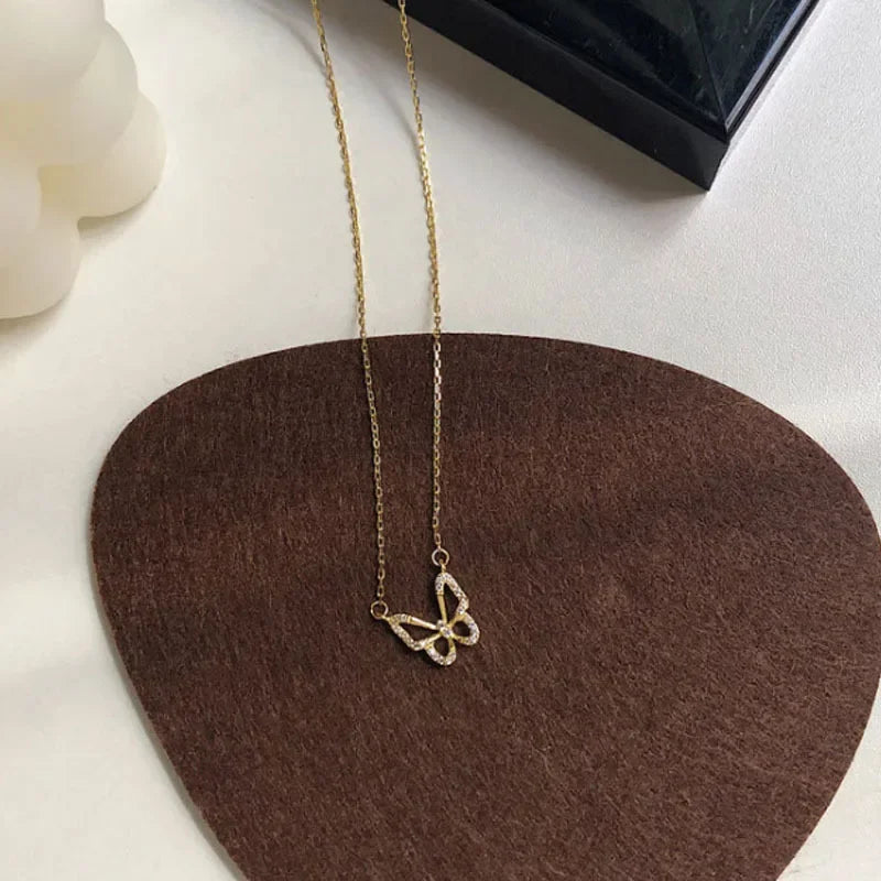 DL Simple Hollow Butterfly Pendant Necklace for Women