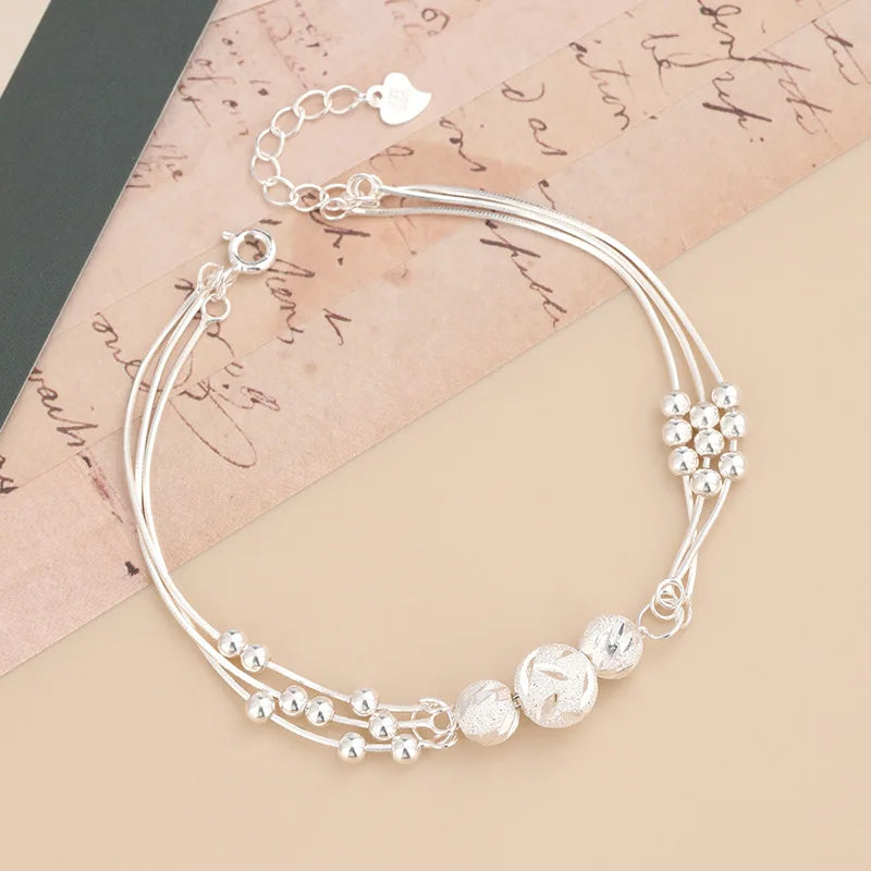 DL Sterling Silver Heart Shaped Bracelet For Women