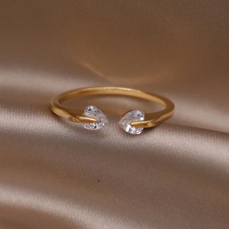 DL Gold Plated Double Love Crystal Ring