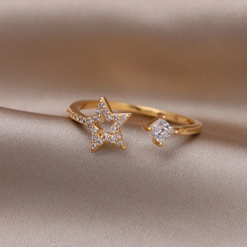 DL Gold Plated Double Love Crystal Ring