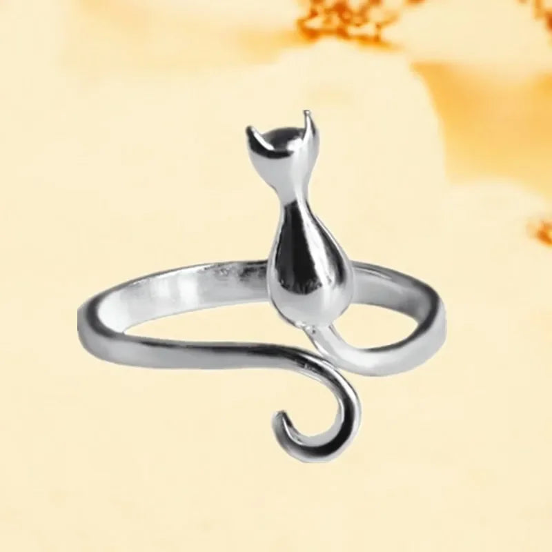 DL Sterling Silver Cat Rings For Women