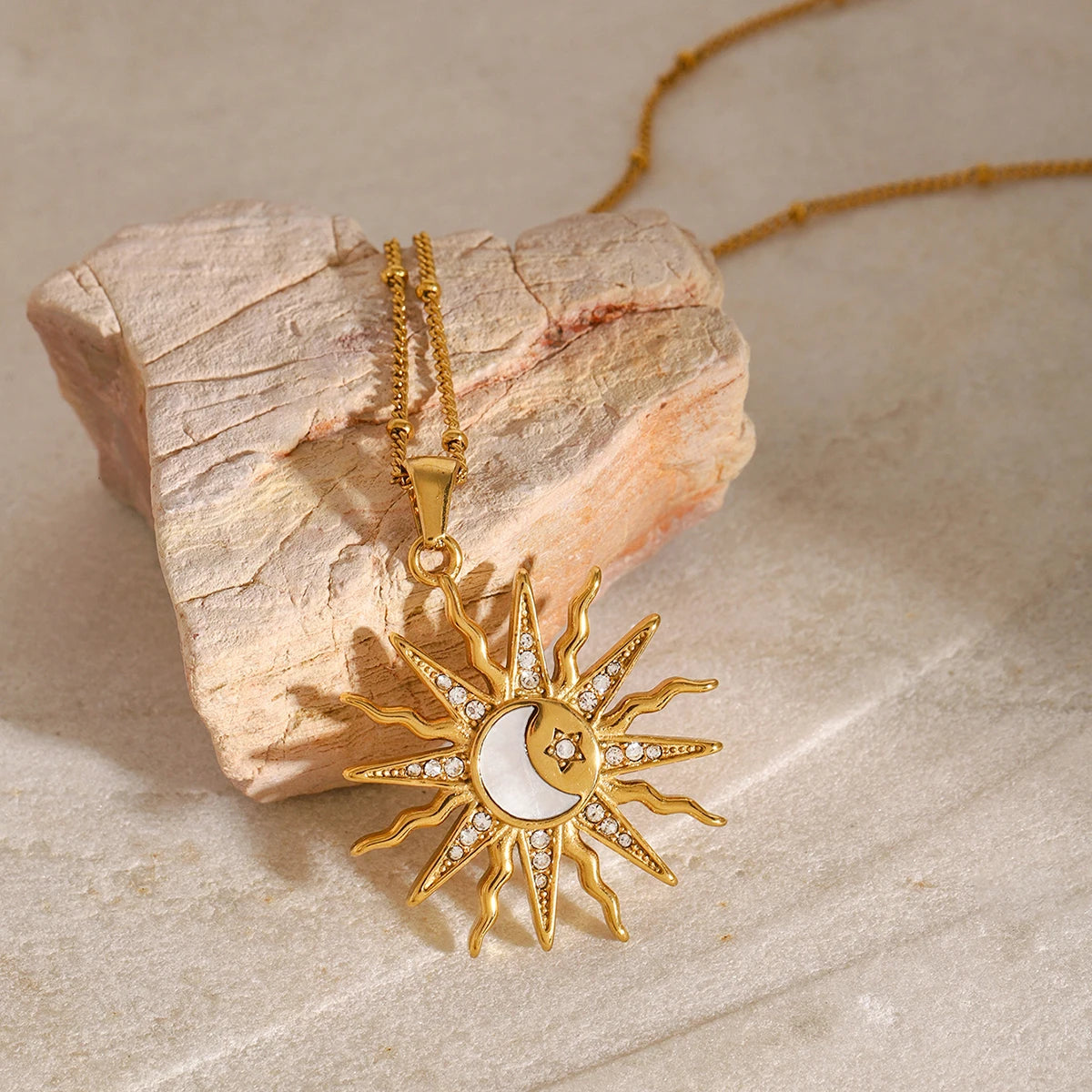 DL Shell Moon Sun Pendant Necklace For Women