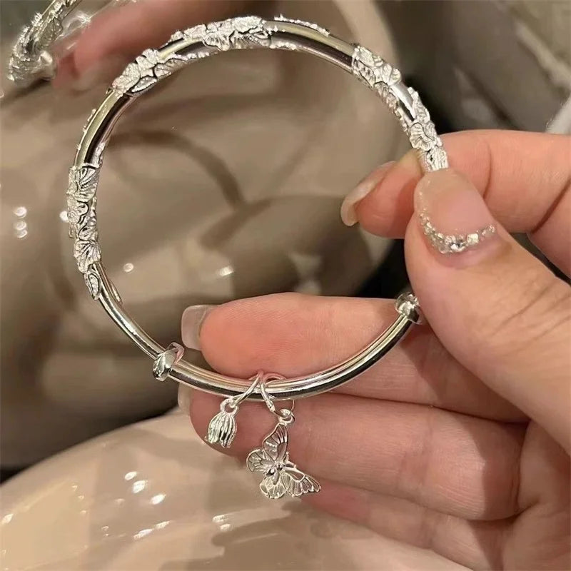 DL Korean Delicate Bow Bell Heart Bangle for Women