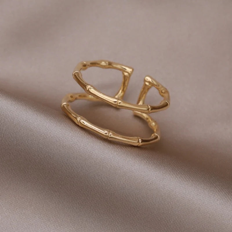 DL Gold Plated Double Love Crystal Ring