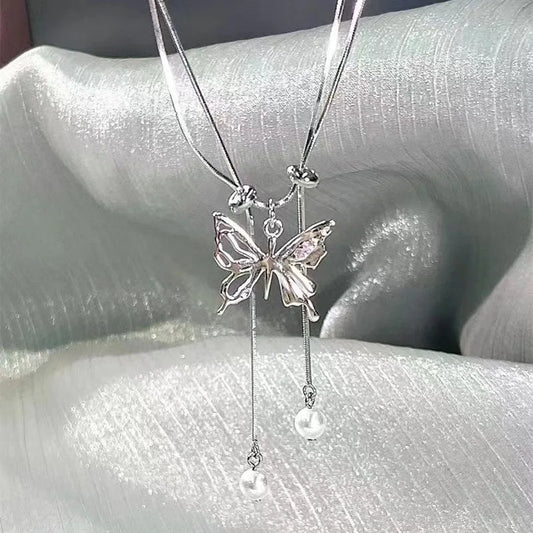 DL Exquisite Silver Color Butterfly Necklace