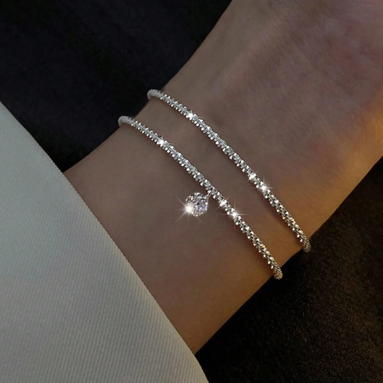 DL Sterling Silver Zircon Bracelets for Women