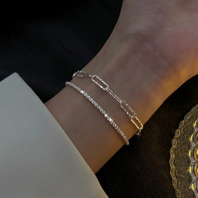 DL Sterling Silver Zircon Bracelets for Women