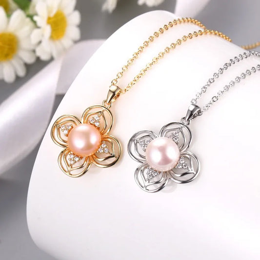 DL Zircon Flower Pendant Necklace