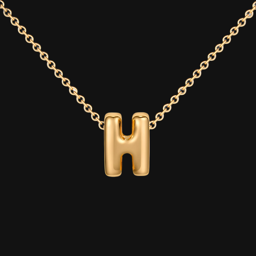 DL Gold Plated Balloon Initial Tiny Small Pendent Necklaces