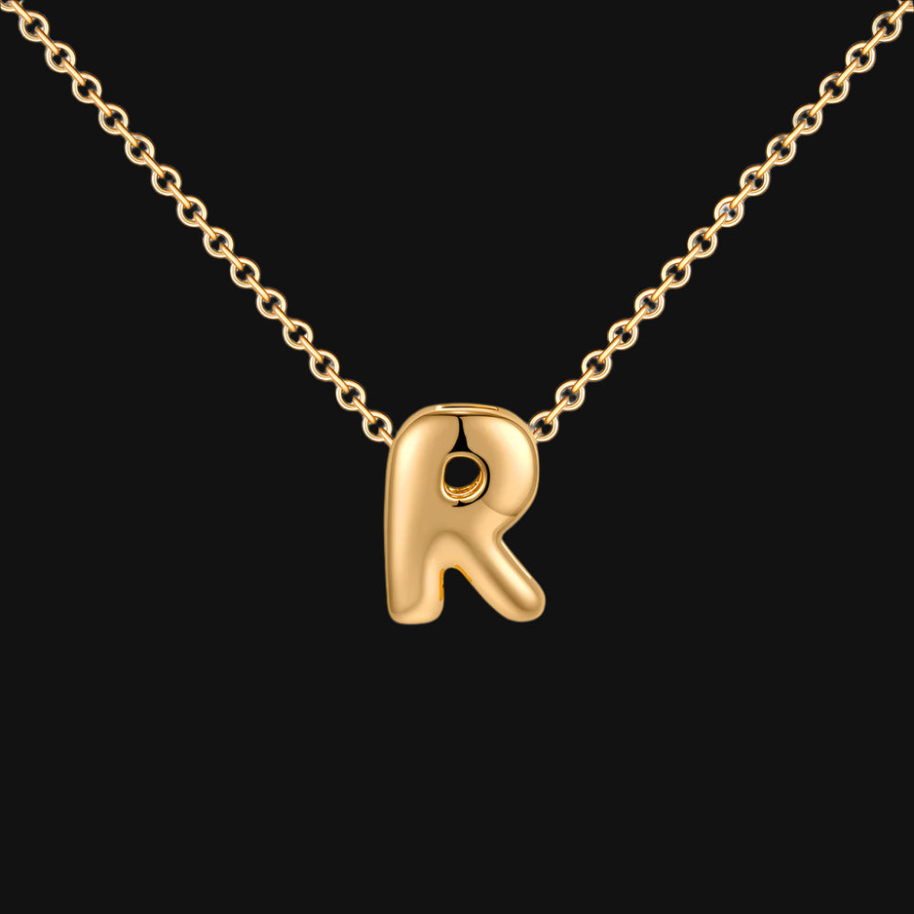 DL Gold Plated Balloon Initial Tiny Small Pendent Necklaces