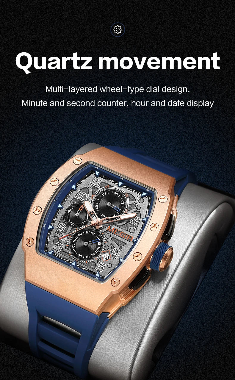 DL MEGIR Blue Luxury Sport Watch