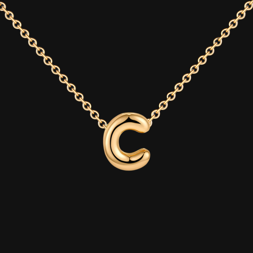 DL Gold Plated Balloon Initial Tiny Small Pendent Necklaces