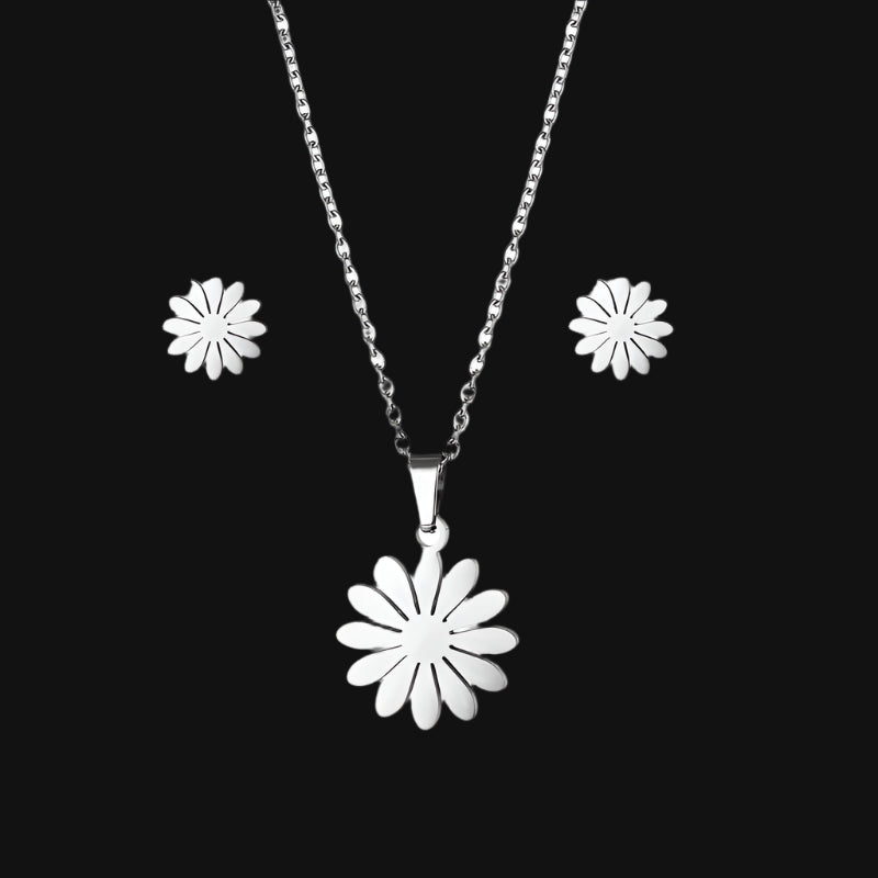 DL Elegant Daisy Flowers Charm Chain Choker Necklaces For Women