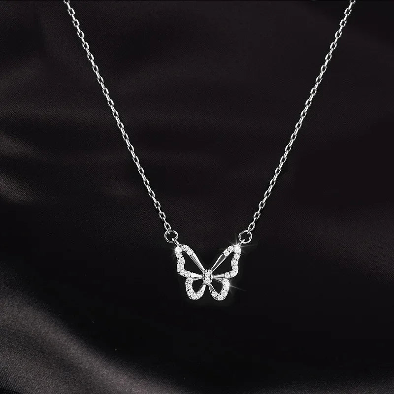 DL Simple Hollow Butterfly Pendant Necklace for Women