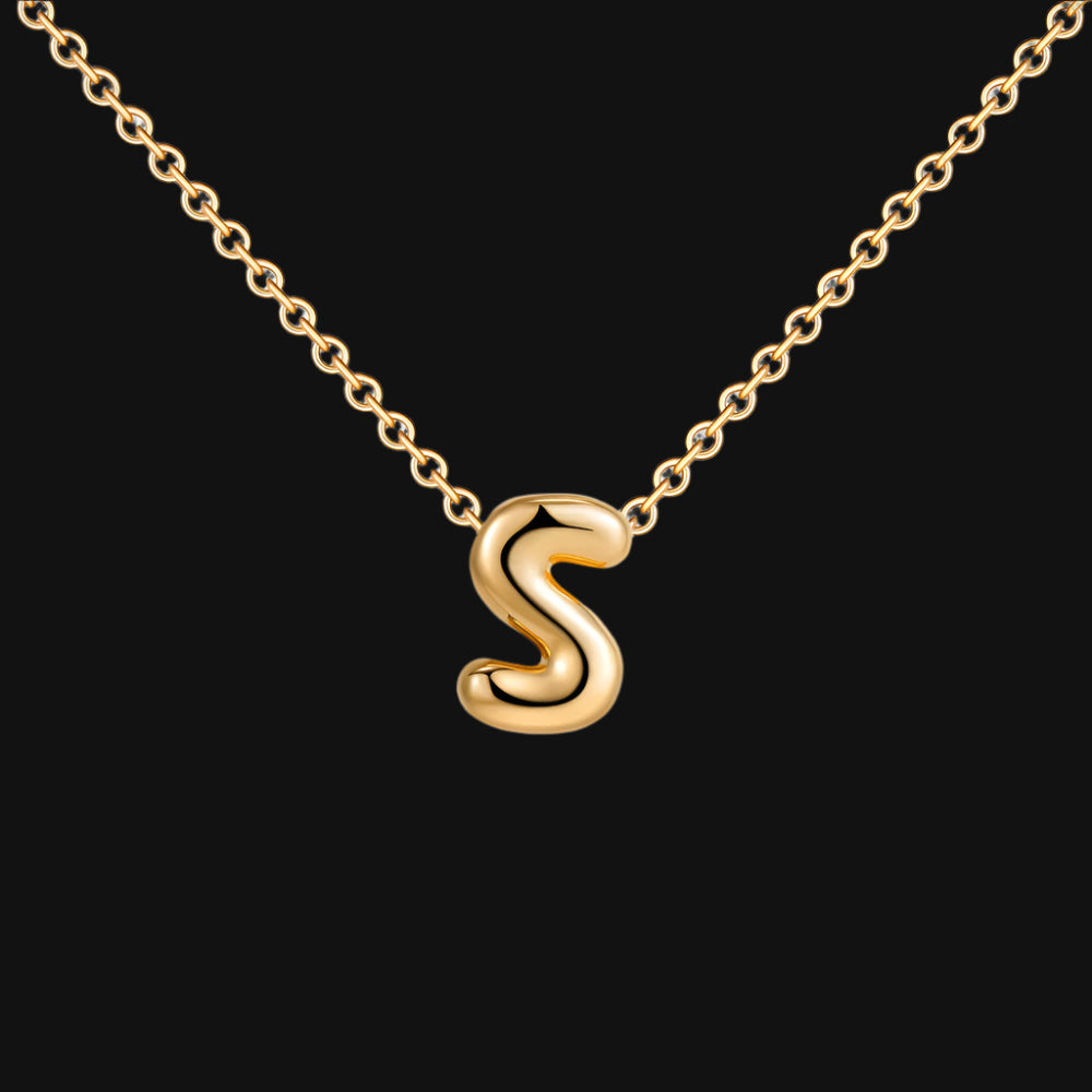 DL Gold Plated Balloon Initial Tiny Small Pendent Necklaces