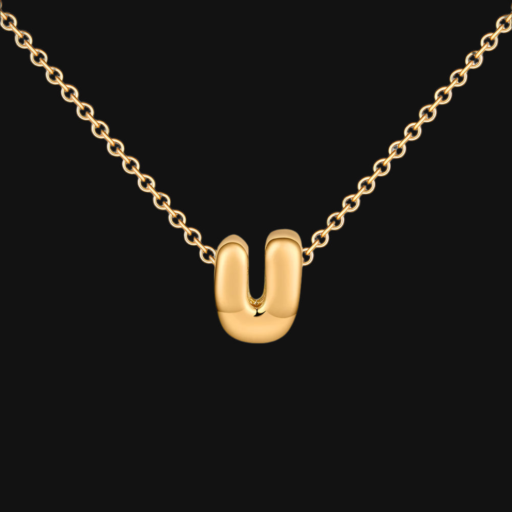 DL Gold Plated Balloon Initial Tiny Small Pendent Necklaces